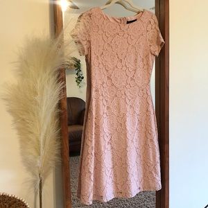 PINK LACE MIDI DRESS